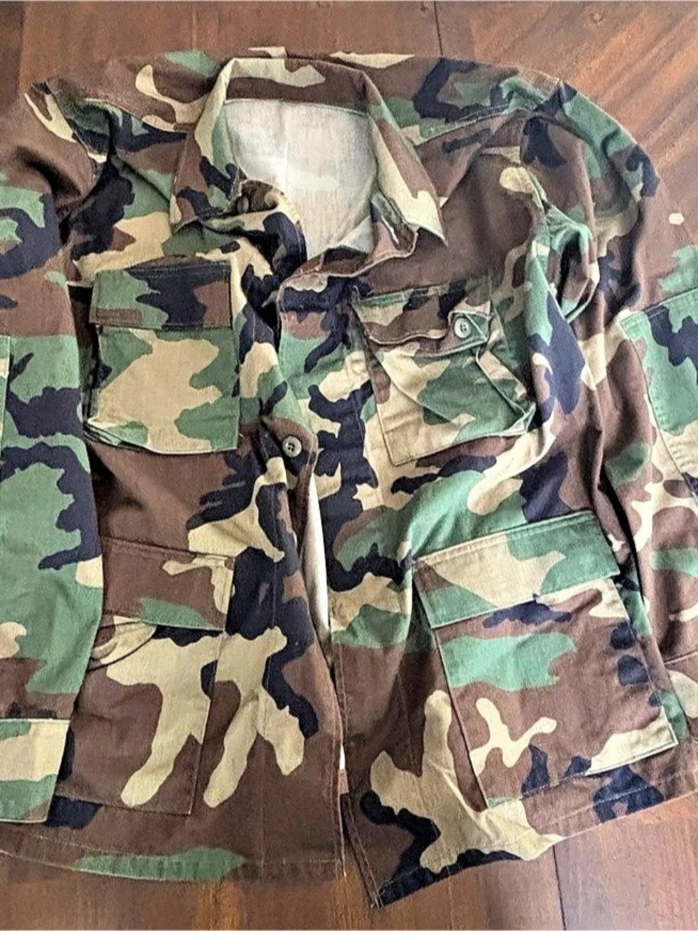US Military BDU Coat Woodland Camouflage Camo Jacket Large